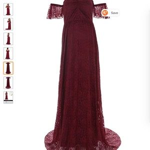 Maroon Lace Maternity Maxi Photo Shoot Dress